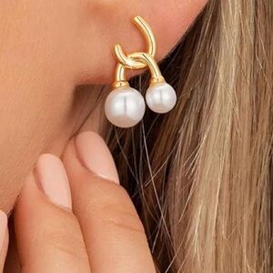 Gold Double Pearl Earrings